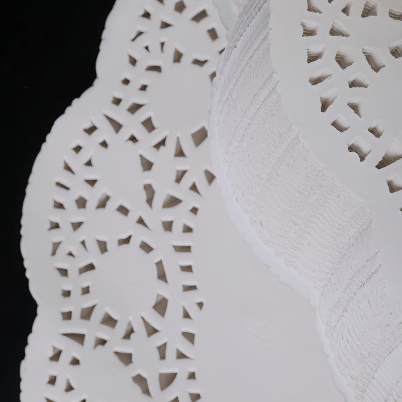 LJY 100 Pieces White Lace Round Paper Doilies Cake Packaging Pads Wedding Tableware Decoration (10.5 Inch) - Image 2
